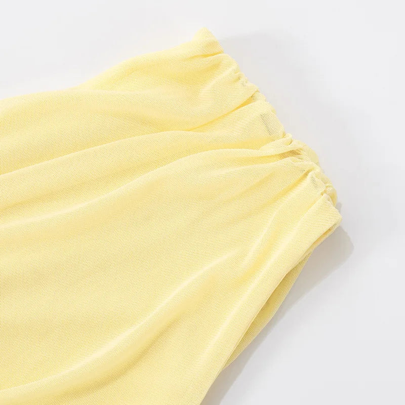 שמלת מקסי כיווצים בעיצוב תחרה - אמריז'ה