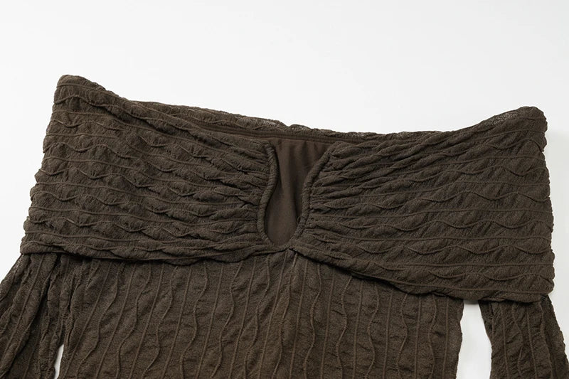 שמלת מקסי כתפיים חשופות בד בעיטור איורים - איידה