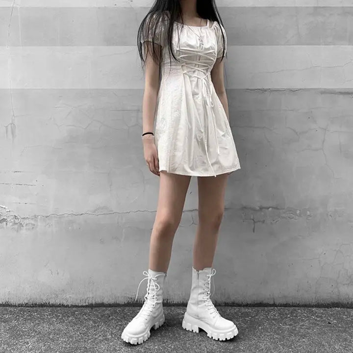 Faux leather rain boots with lace-up design - Martin