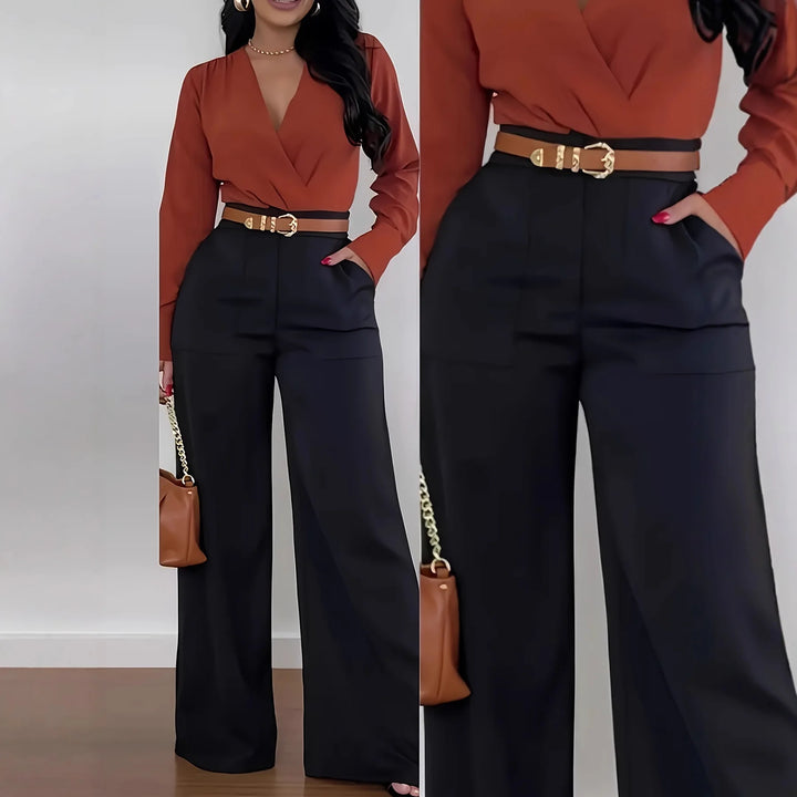 High-waisted wide-leg pants, tailored style 