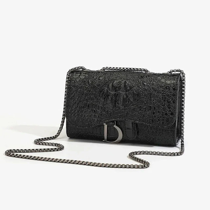 Glitter faux leather bag with D design