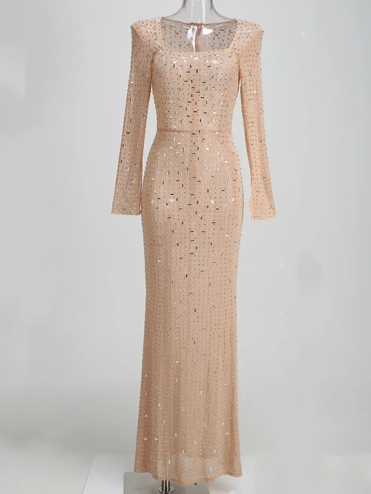 שמלת ערב מקסי בעיטור יהלומי קריסטל - KIMBERLY