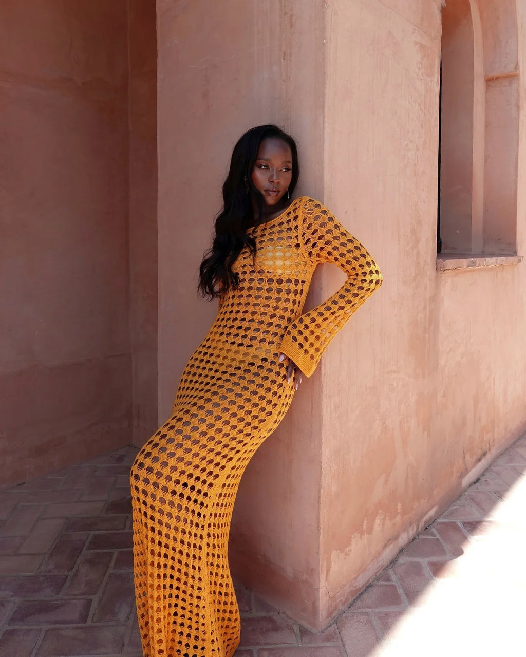 שמלת מקסי חוף רשת  - סול