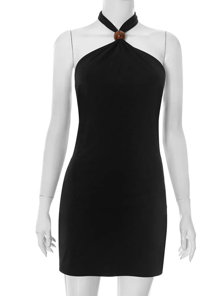 שמלת מיני קולר גב פתוח בעיטור חרוז - מיקה