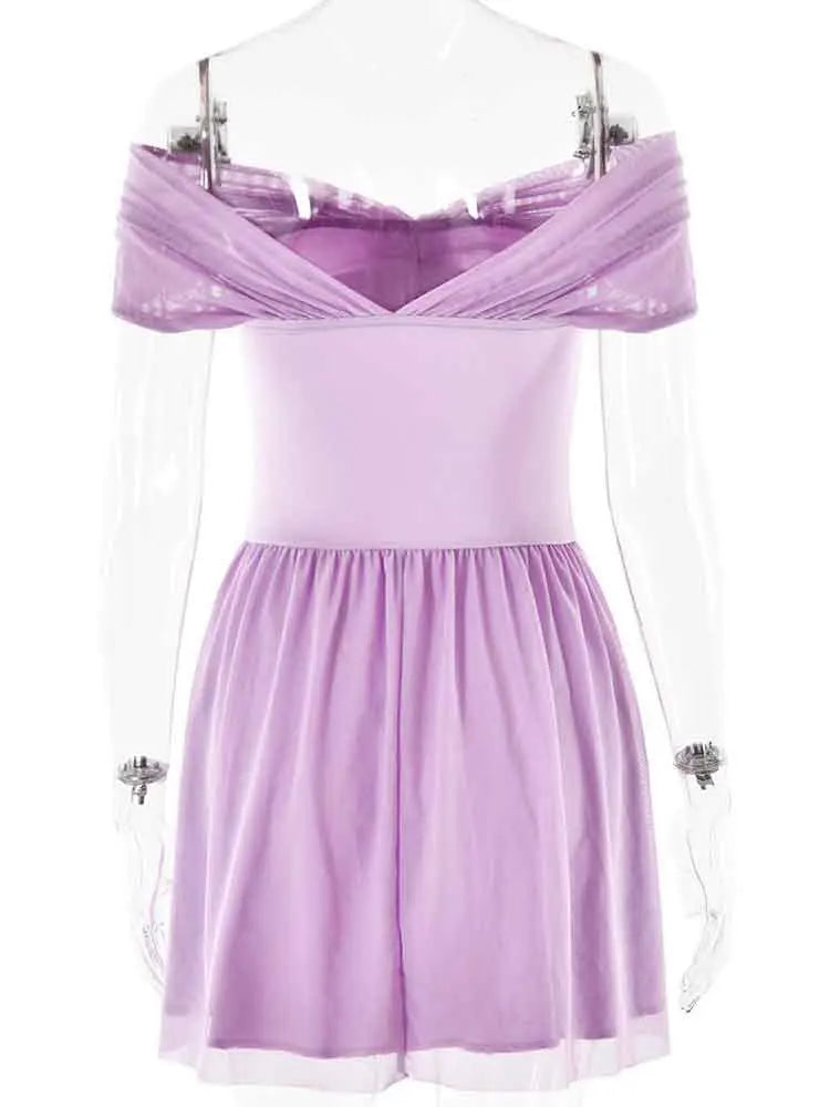 שמלת מיני שיפון בגזרת A כתפיים חשופות - Naya