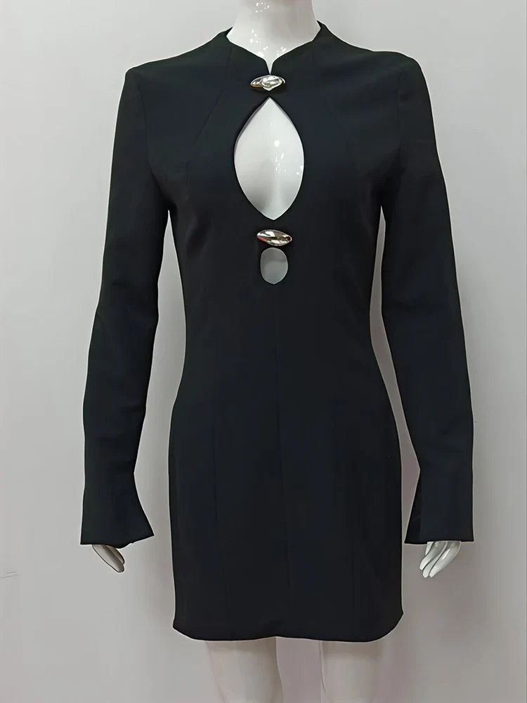 Tailored mini dress with openings and buckles - DANI