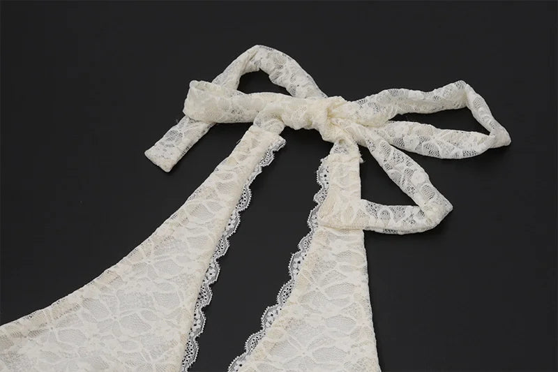 שמלת מקסי תחרה קשירה בצוואר גב פתוח - וונילה