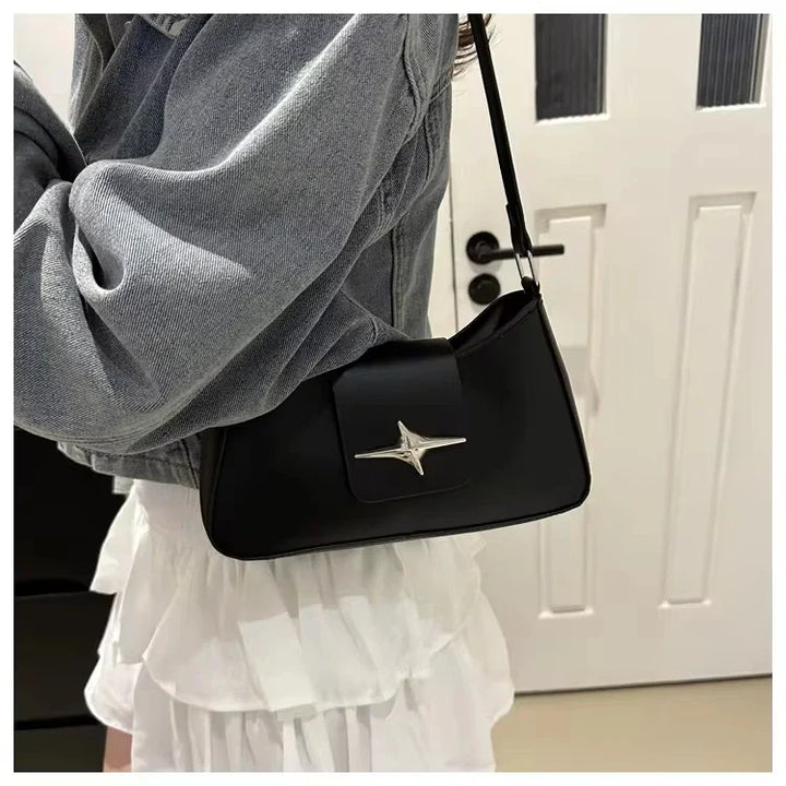 Faux leather bag with buckle design