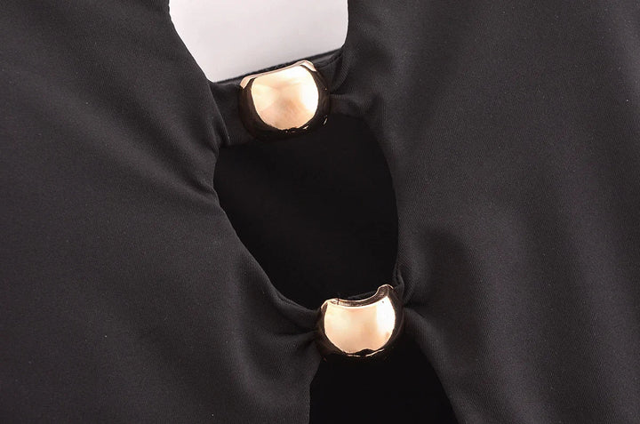 Strapless one-piece swimsuit with gold heart buckles and openings - Choshen 