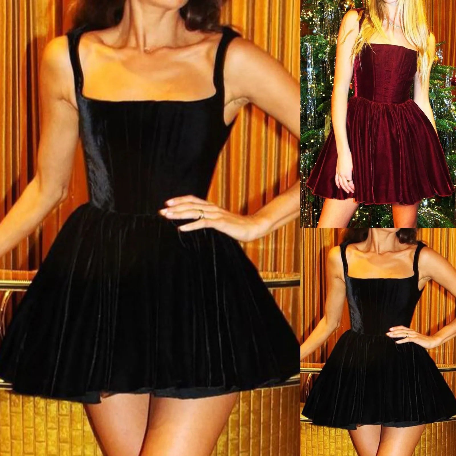 שמלת מיני קטיפה בעיצוב יוקרתי - נלי