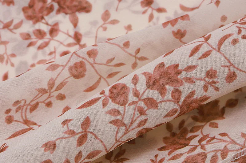 שמלת מקסי פרחונית גב פתוח שסע בתוספת צעיף - אליי