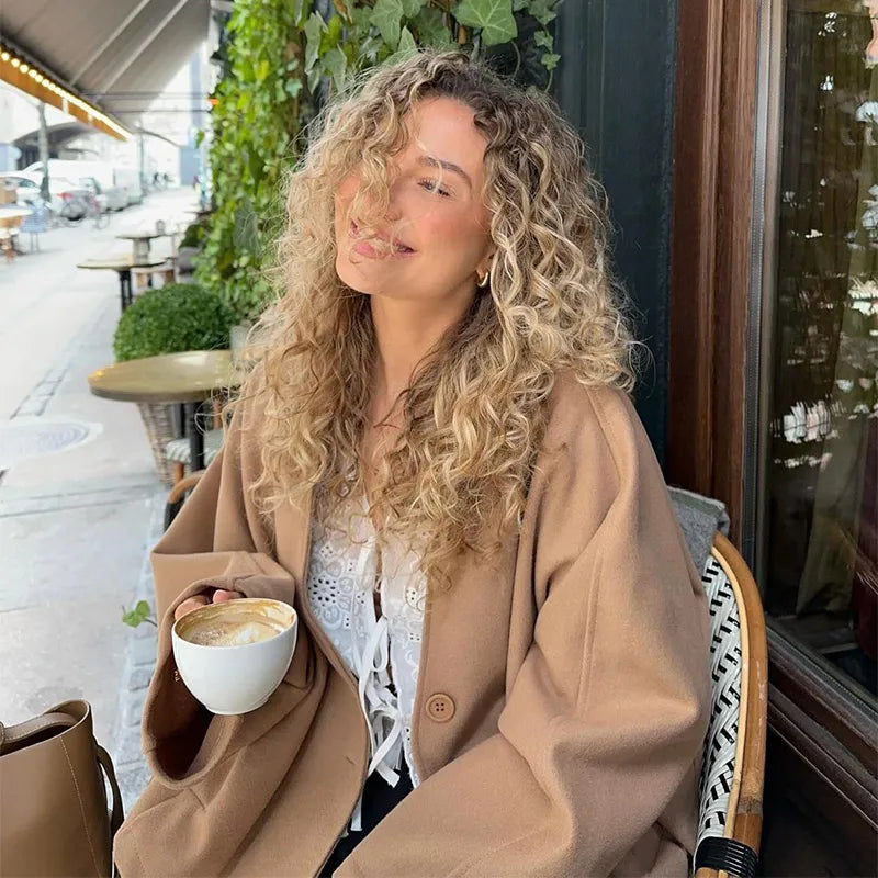 ג'קט צמר קצר סגירת כפתורים - לילי