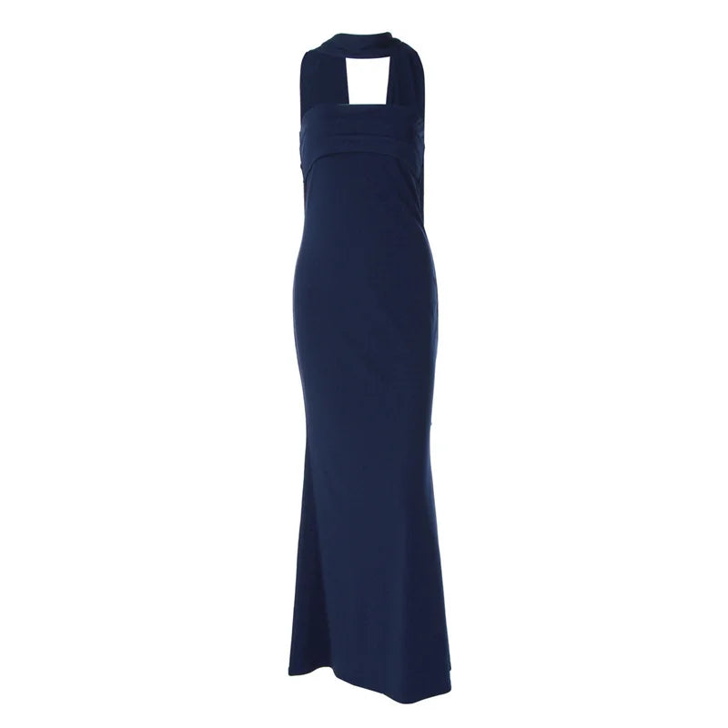 Strapless maxi dress with scarf decoration - MAROM