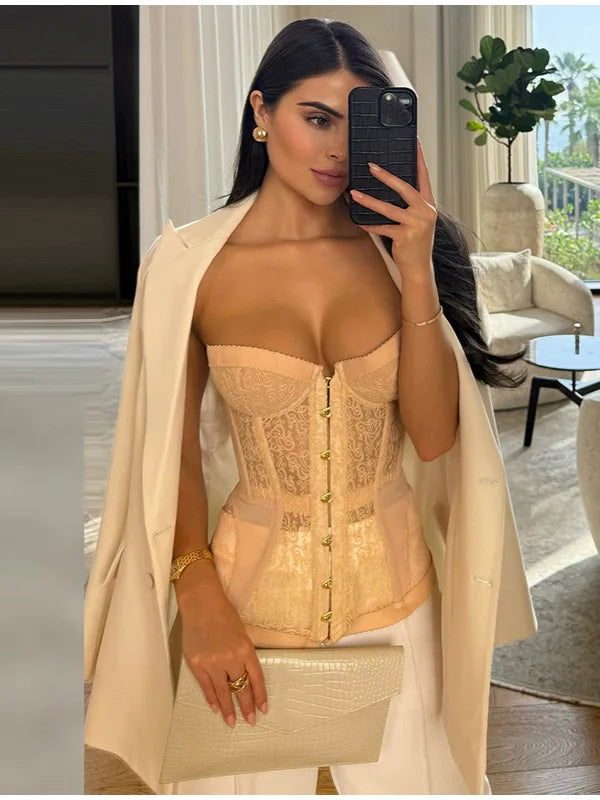 Strapless corset with pin closure