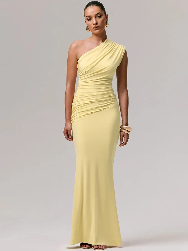 Elegant one-shoulder maxi dress - Jeska