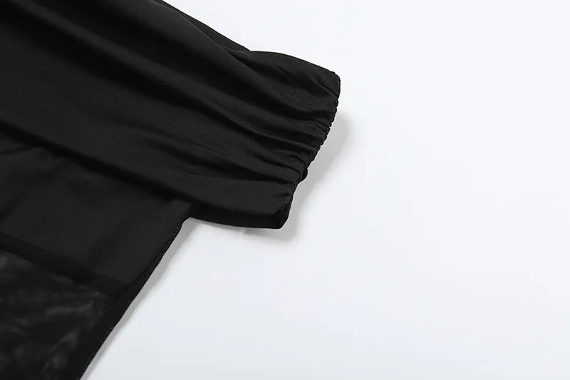 אוברול בד מחטב בעיצוב רשת וכתפיים חשופות מכנסי פדלפון - מאיילין