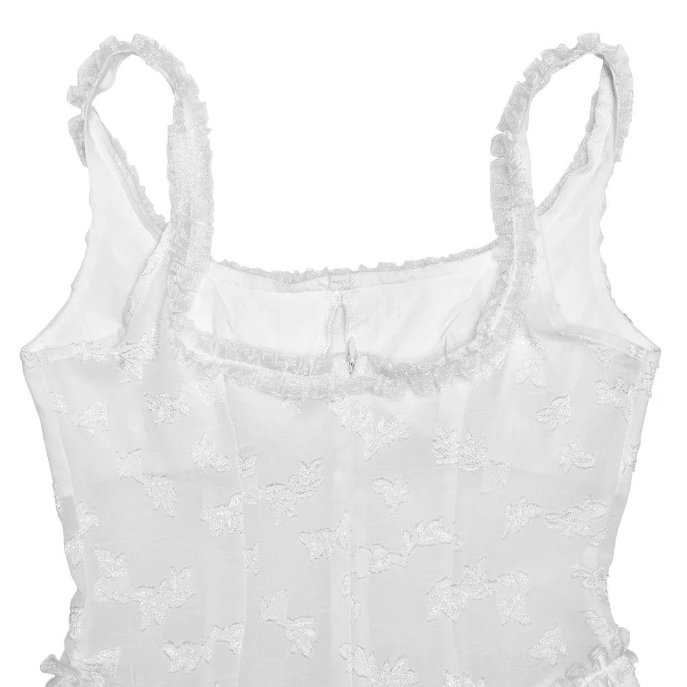 שמלת מקסי שיפון בעיטור רקמת פרחים בגזרת A בעיצוב שסע - Alejandra