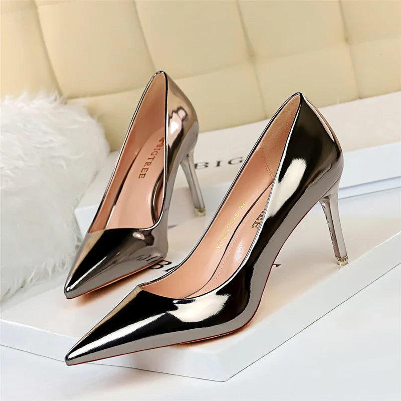Shiny high heel shoes in various heights - Hailey