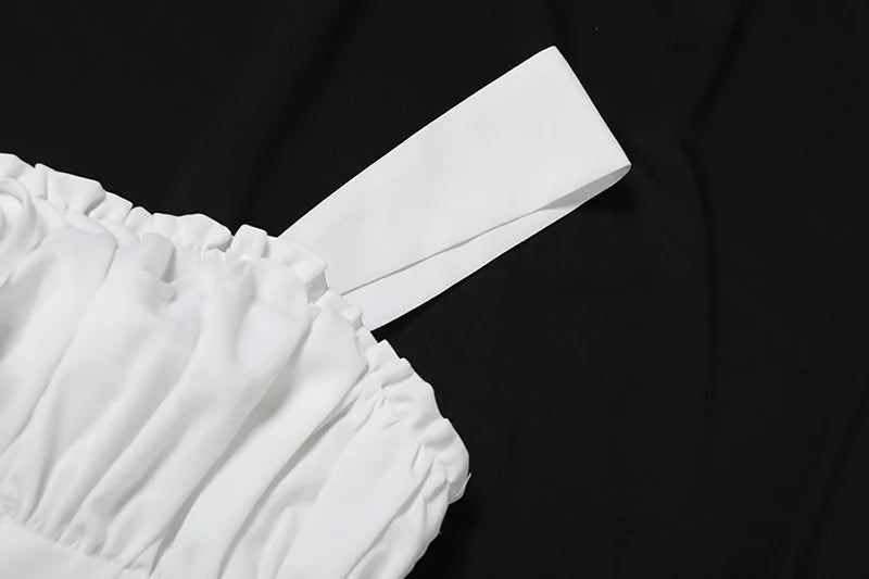 שמלת מיני לבנה בגזרת A בעיצוב כפרי - AYLIN