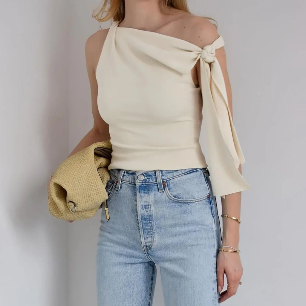 חולצה אלגנטית בעיצוב קשירה בכתף - האריס