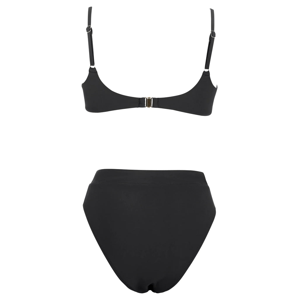 ביקיני תחתון גזרה גבוהה מחטב חזייה בקישוט קשר למראה מוצמד ומורם - שריל