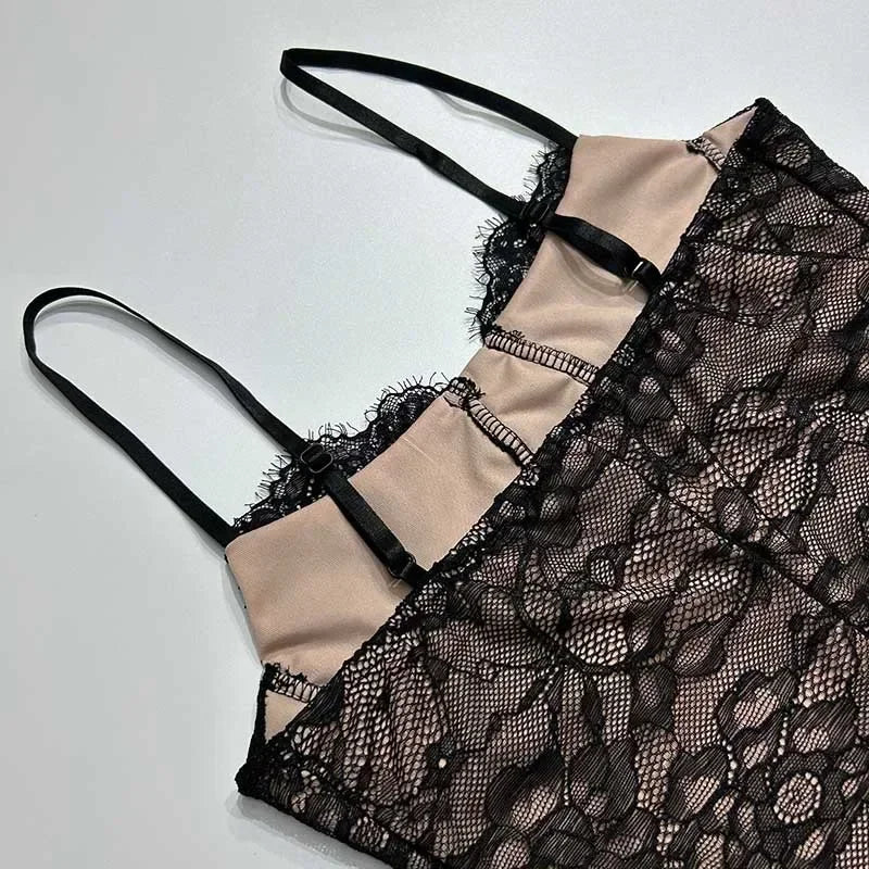 שמלת מקסי תחרה כתפיות דקות - מליסה