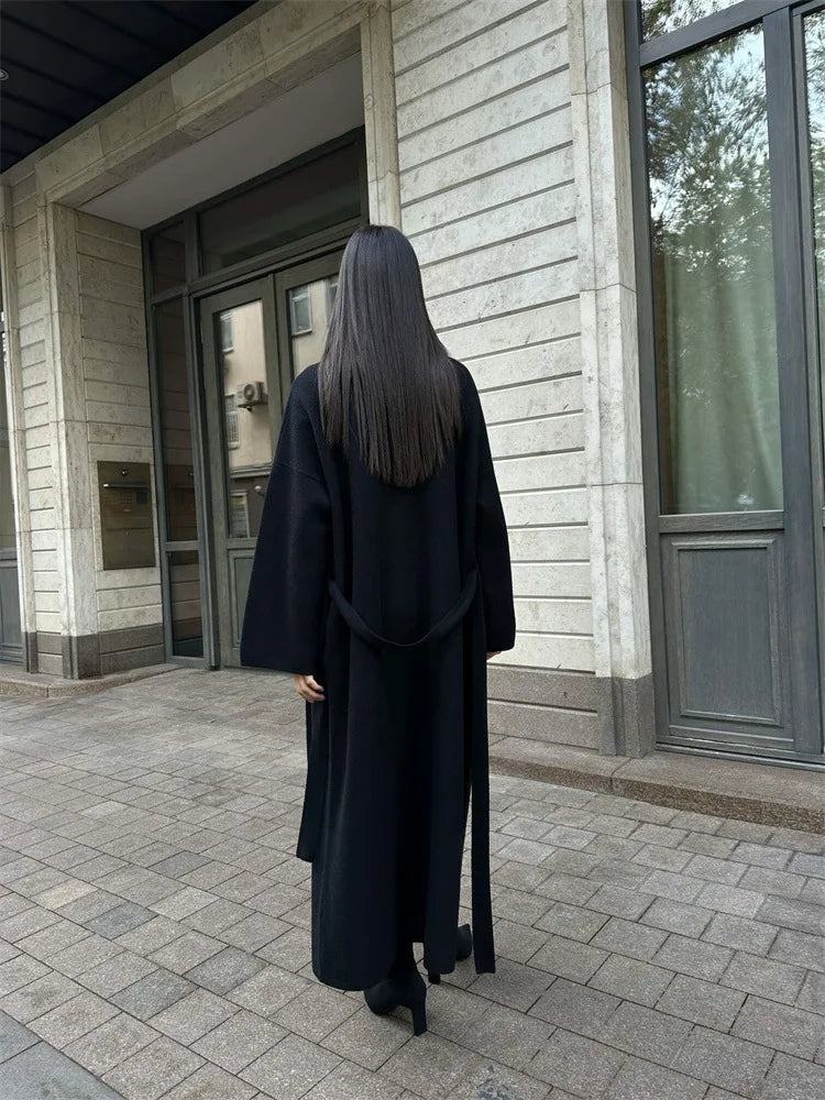 קרדיגן צמרי ארוך סגירת חגורת קשירה - קאי