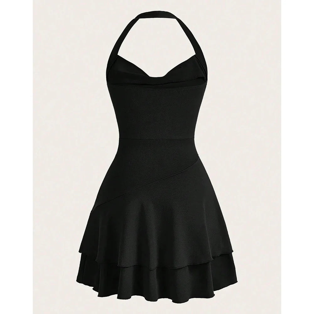 שמלת מיני מלמלה מדורגת גב פתוח - Ashly