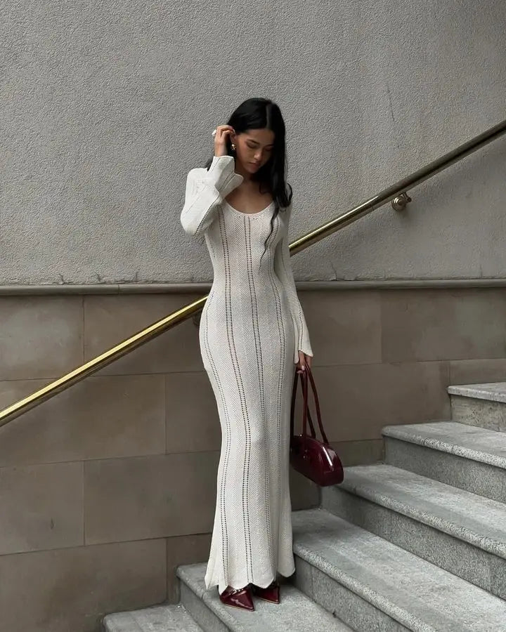 שמלת מקסי סרוגה גב פתוח - Sierra