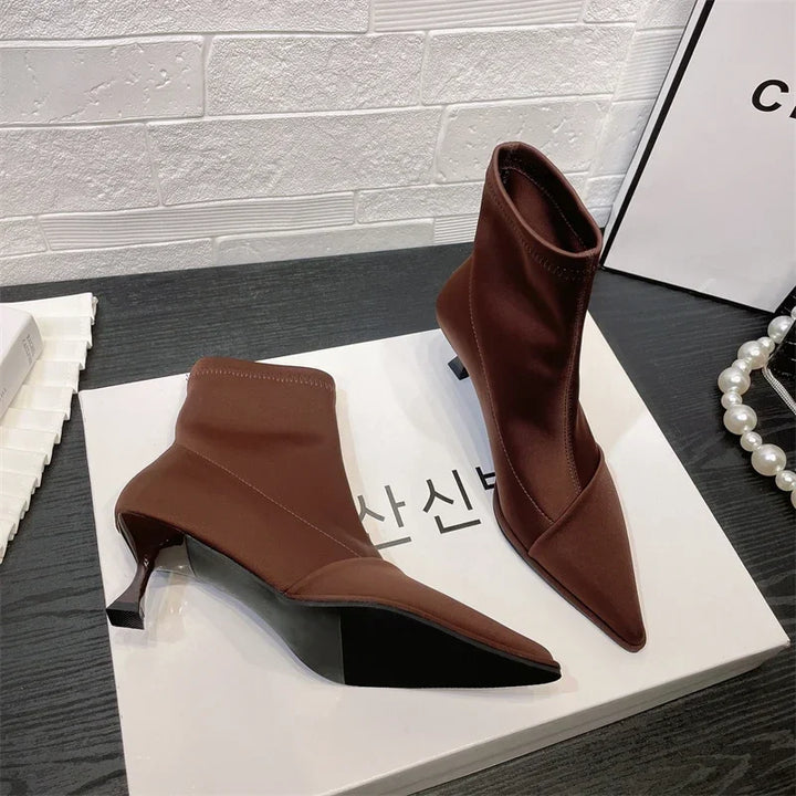 Silk satin pointed toe boots - Liran