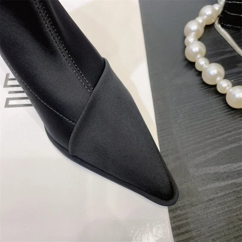 Silk satin pointed toe boots - Liran