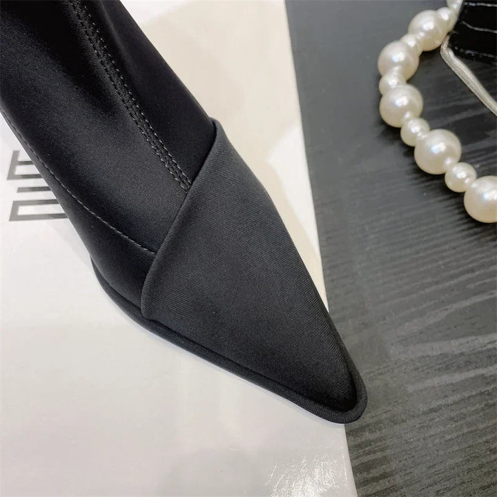Silk satin pointed toe boots - Liran