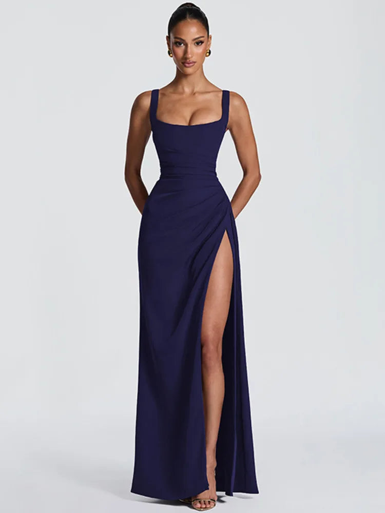 Elegant maxi dress with a slit design - Ian
