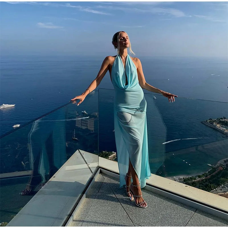 שמלת מקסי קוקטייל - BLUE SKY