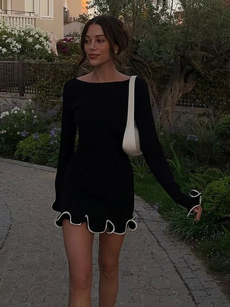 שמלת מיני/מקסי/סטרפלס סרוגה בעיטור גלים - RONNIE