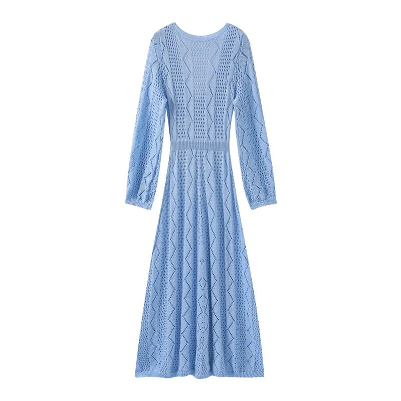 שמלת מקסי חוף סרוגה בעיטור פרח - Beatrice