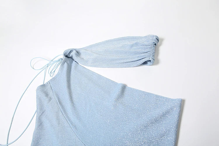 שמלת מקסי נצנצים סרוגה בעיצוב פתח וקשירה - Cynthia