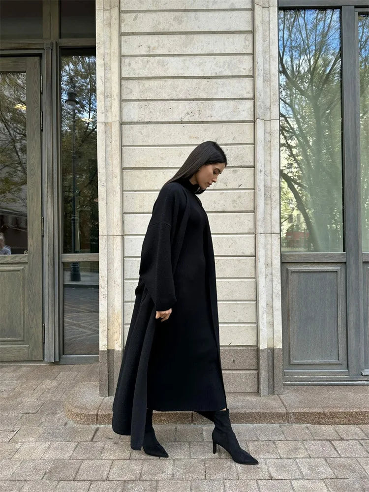 קרדיגן צמרי ארוך סגירת חגורת קשירה - קאי