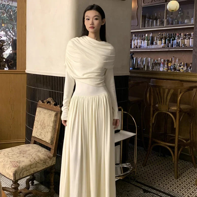 שמלת מקסי ערב בעיצוב קיפולים - שרה