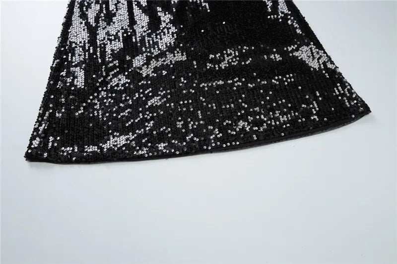 שמלת מקסי פייטים בעיצוב רשת קשירה בכתפיות - ג'קסי