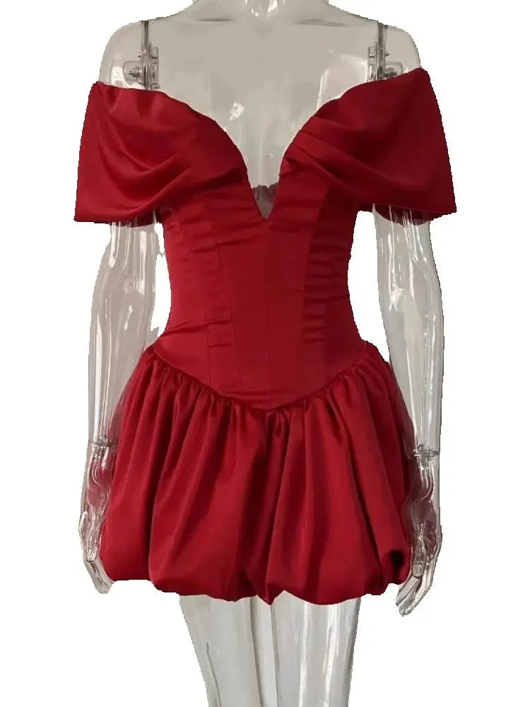 שמלת מיני בלון כתפיים חשופות - Greta