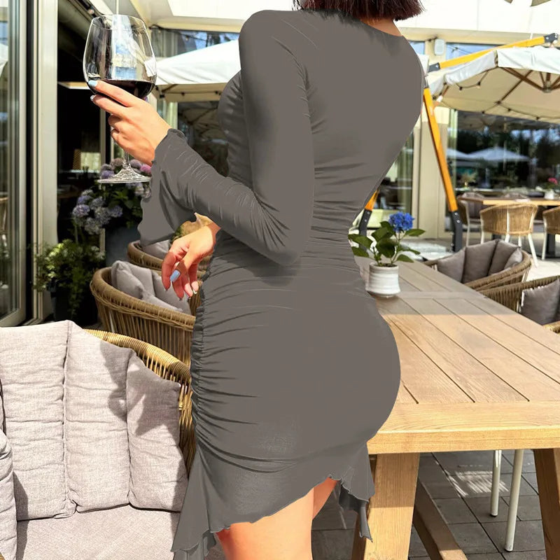 שמלת מיני בעיצוב אסימטרי ופתחים - LOLITA