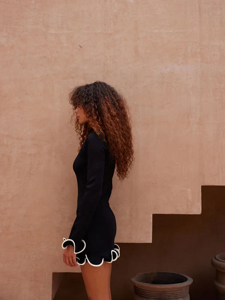 שמלת מיני/מקסי/סטרפלס סרוגה בעיטור גלים - RONNIE