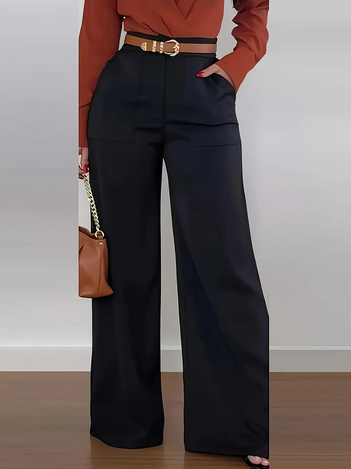 High-waisted wide-leg pants, tailored style 