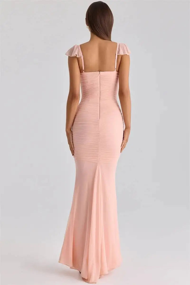 Chiffon ruched maxi dress - Lilin