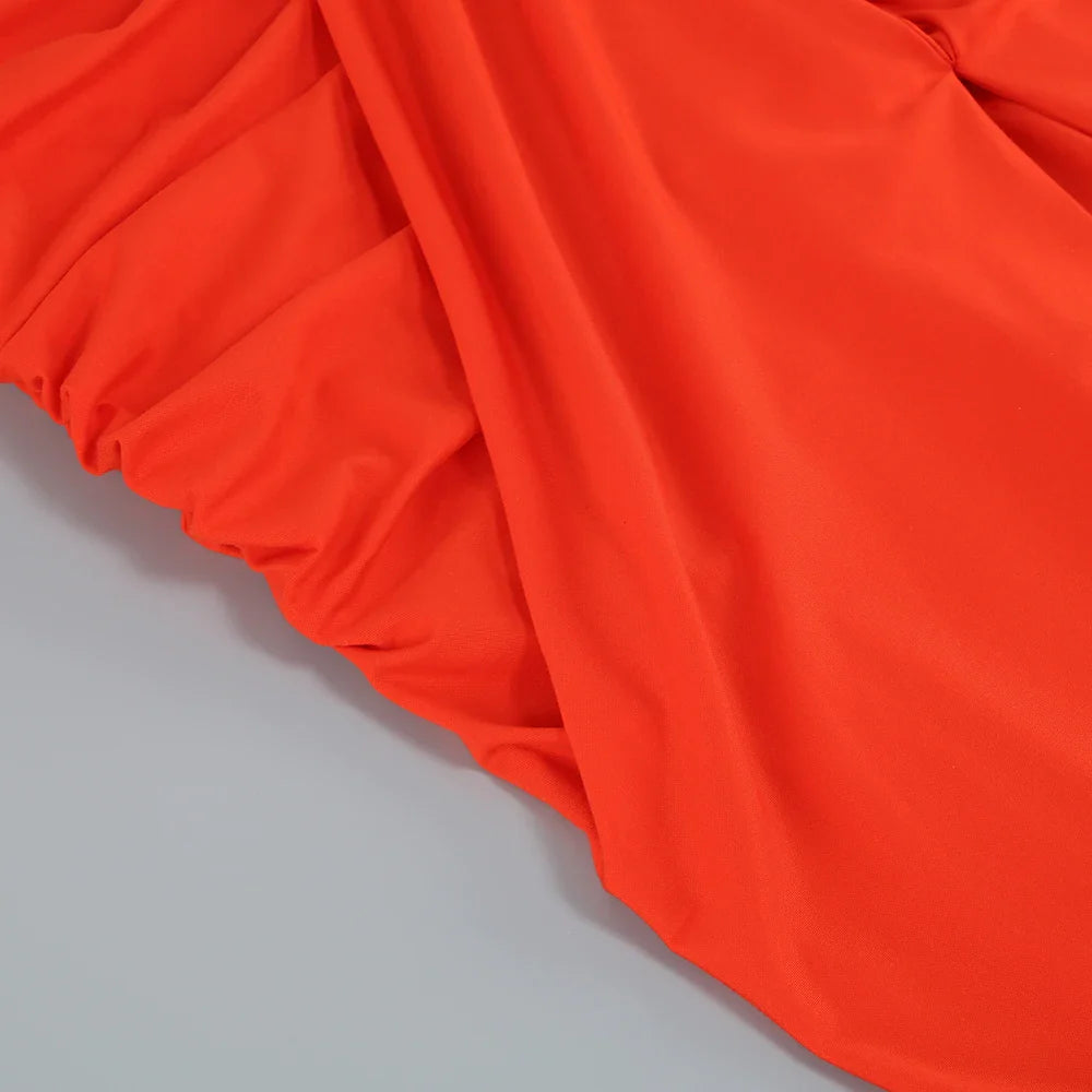 שמלת מקסי סטרפלס שסע עמוק - ג'ודי