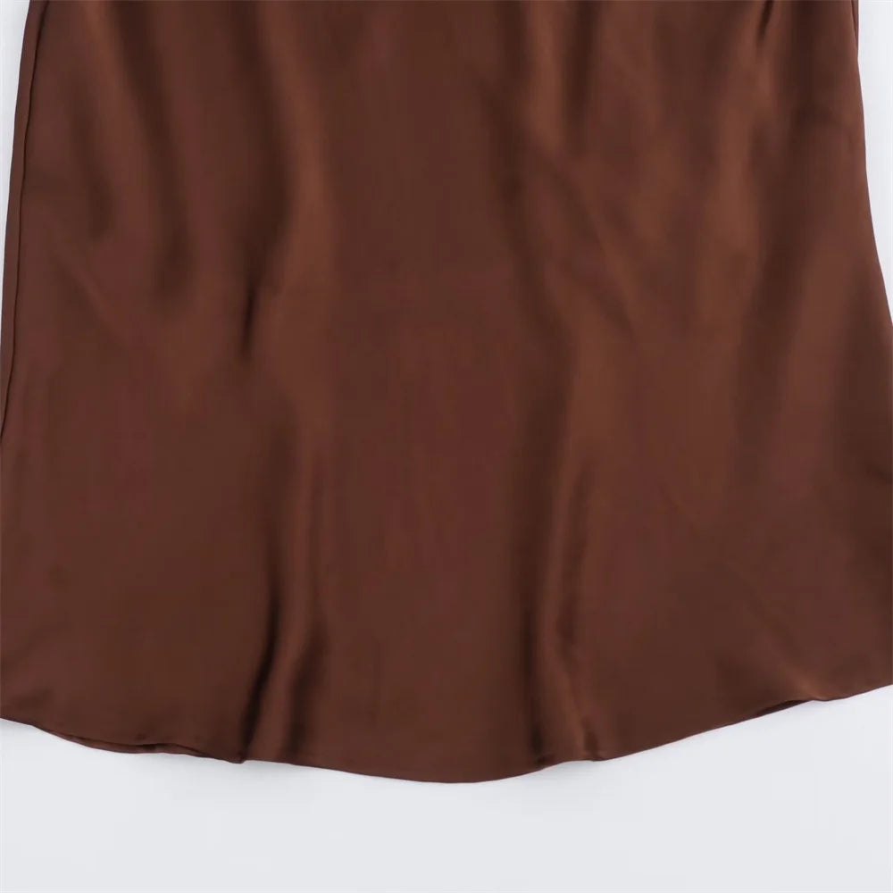 שמלת מקסי סאטן קולר גב פתוח - NURA