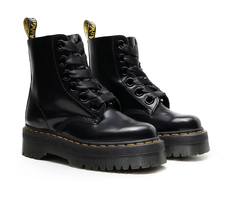 Satin lace-up leather boots - Winnie