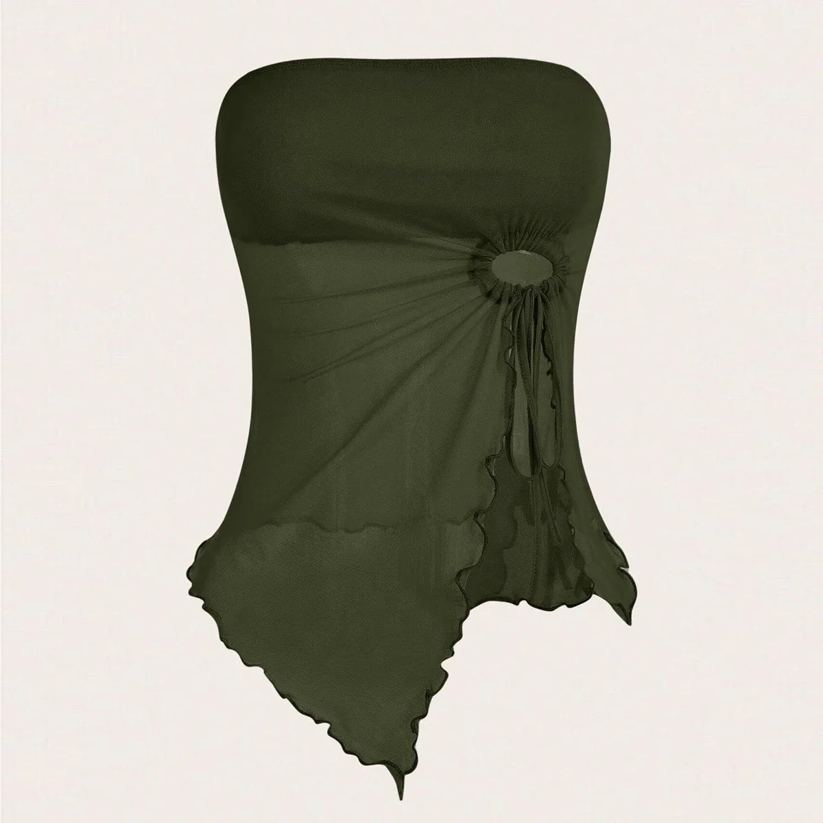 טופ סטרפלס רשת בעיטור חישוק - טייט