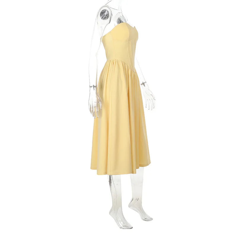 שמלת מידי סטרפלס בגזרת A - סול